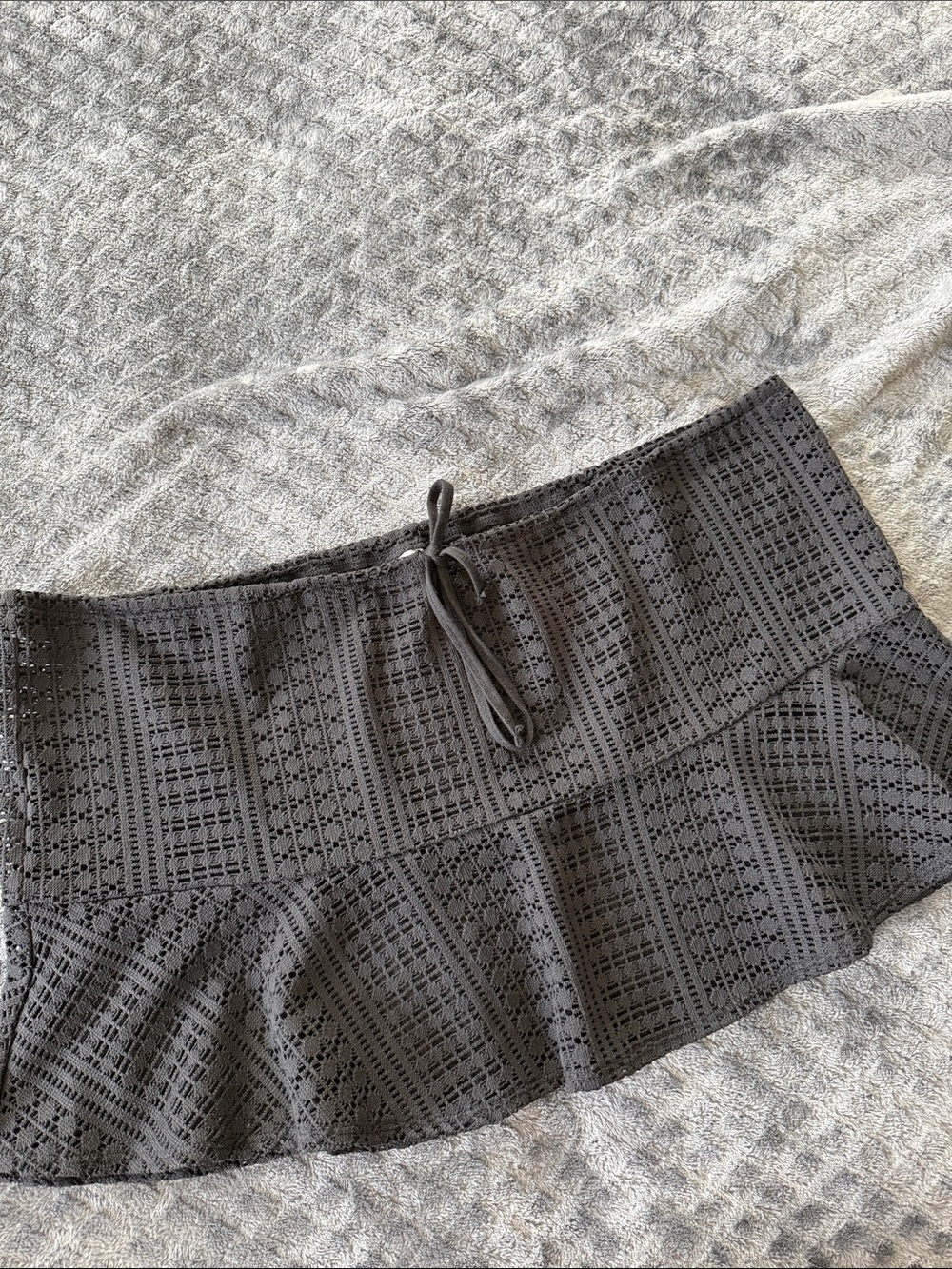 wild fable Black Crochet Ruffle Mini Skirt